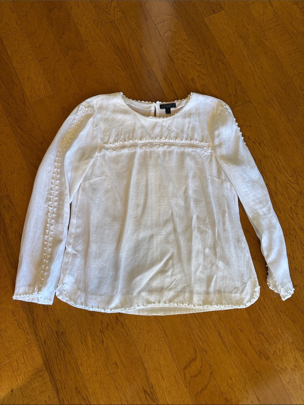 J. Crew Women’s White Long-Sleeve  100% Linen Top